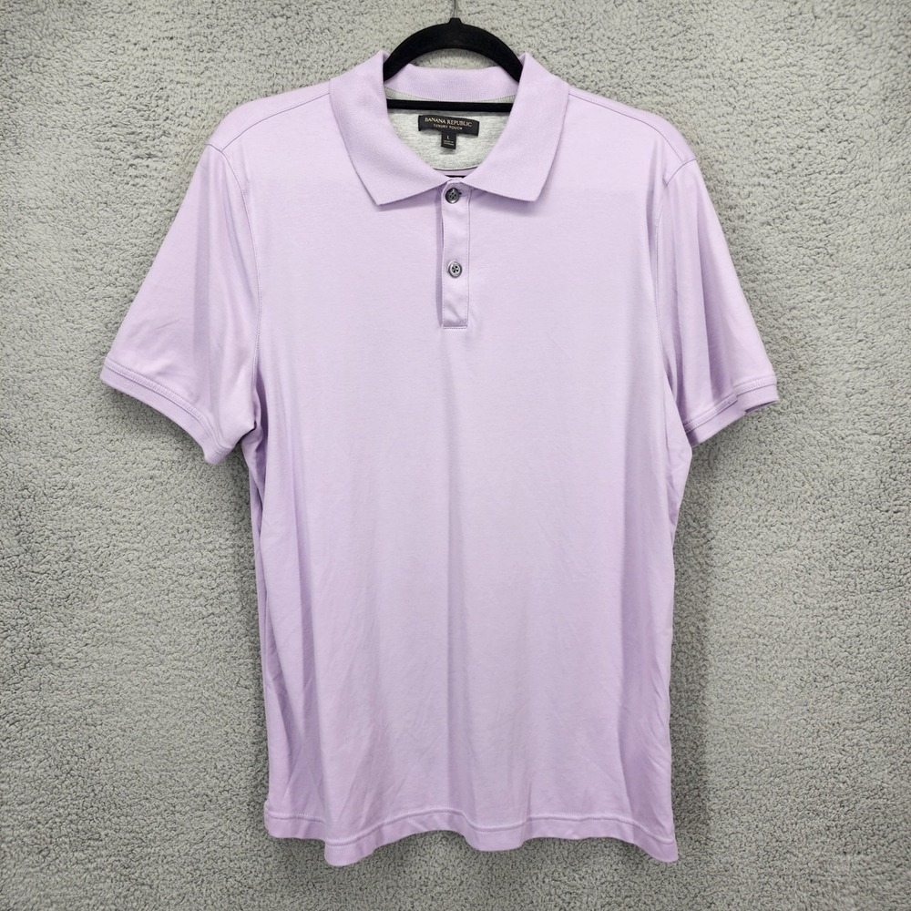 Banana Republic Luxury Touch Polo Shirt Mens Large Purple Cotton 324465